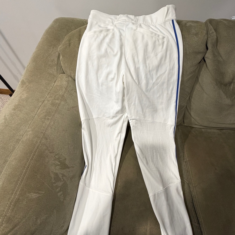 Nike White Baseball Pants w/ Blue Piping - Small